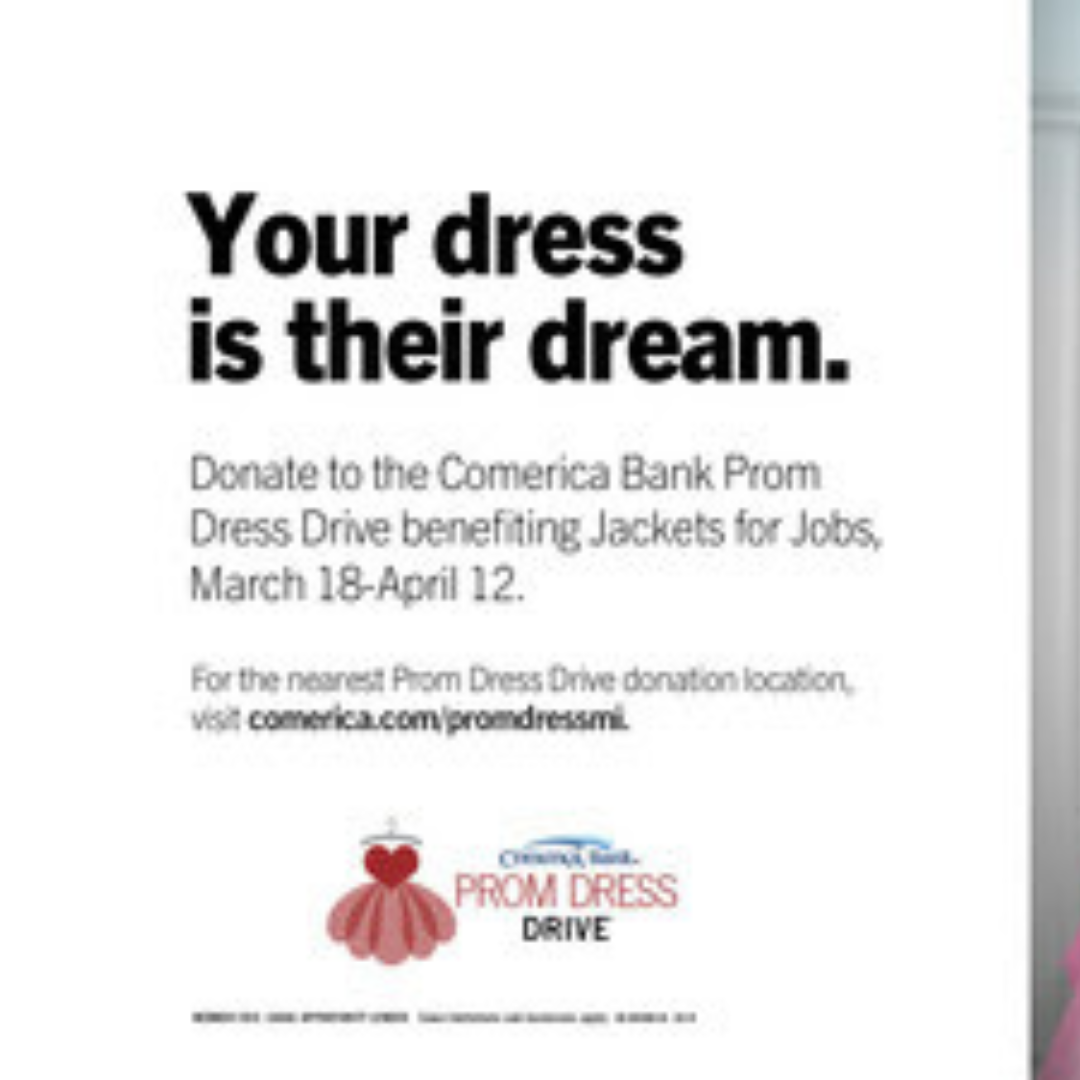 Public encouraged to drop-off dresses and accessories at select Comerica locations March 18-April 12