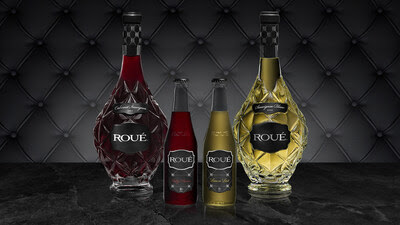 Roué Portfolio: Cabernet Sauvignon Wine, Ruby Passion RTD Cocktail, Lemon Lust RTD Cocktail, and Sauvignon Blanc Wine.