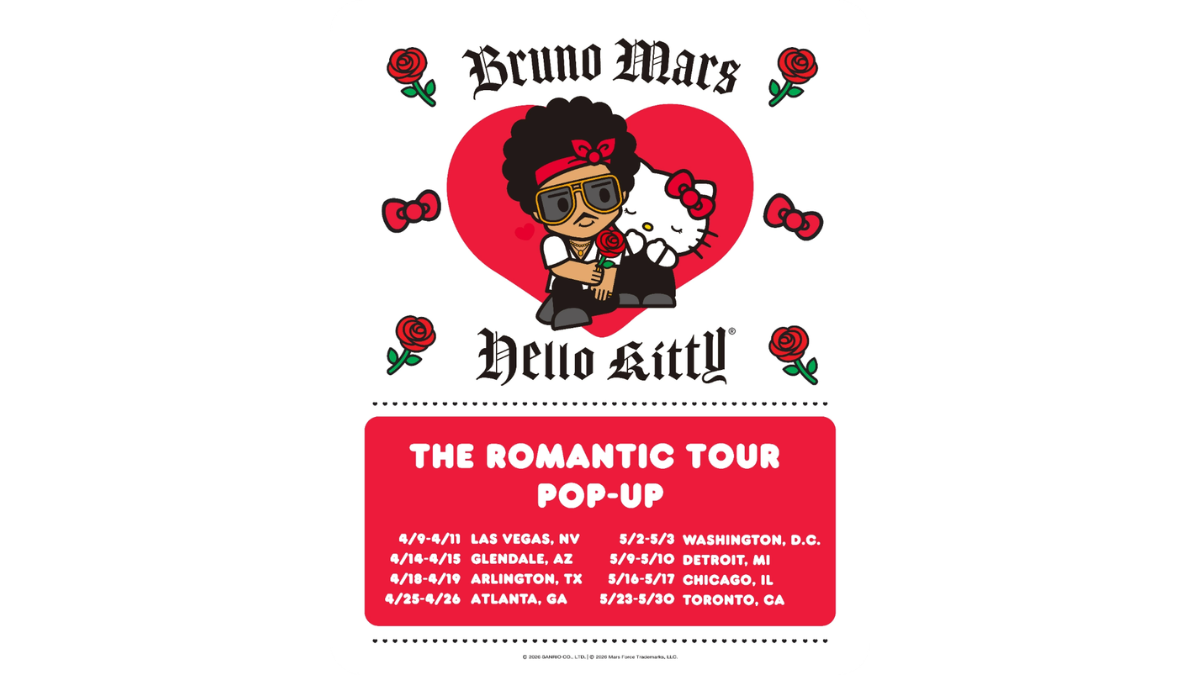 Hello Kitty and Bruno Mars themed merchandise and pop-up experience in Las Vegas