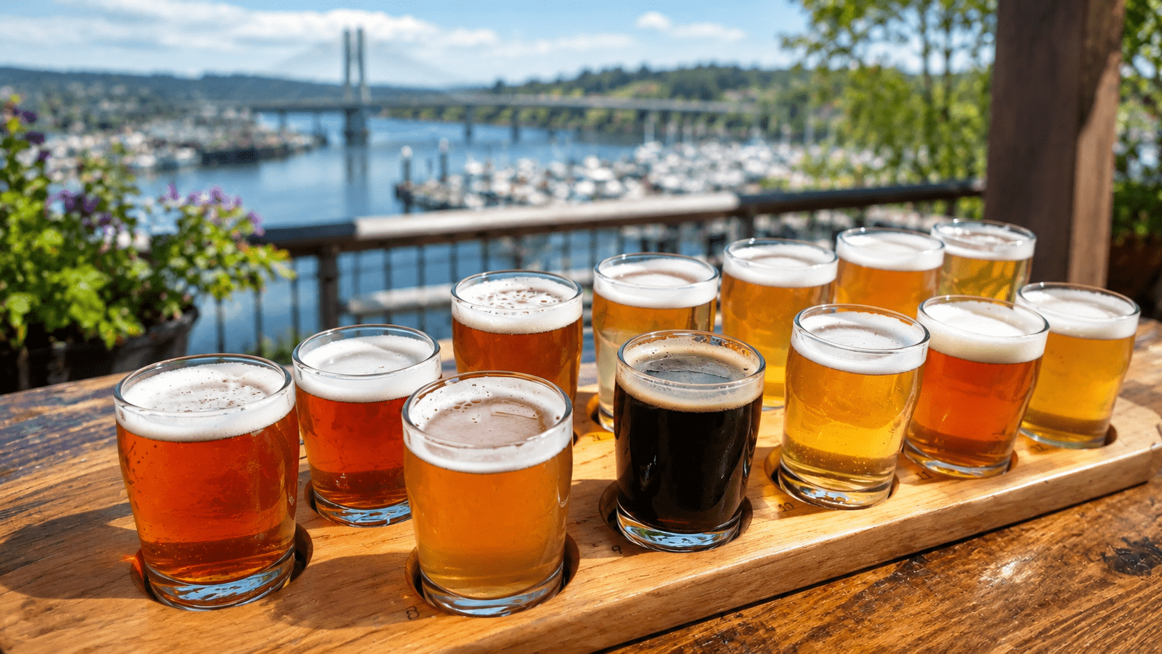 Flight of craft beer in Tacoma, Washington for the Tacoma Liquid Tourism itinerary
