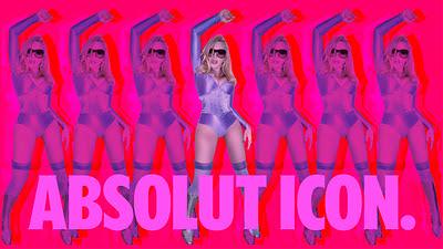 Madonna poses in a purple corset bodysuit for the ABSOLUT ICON campaign celebrating Confessions II.