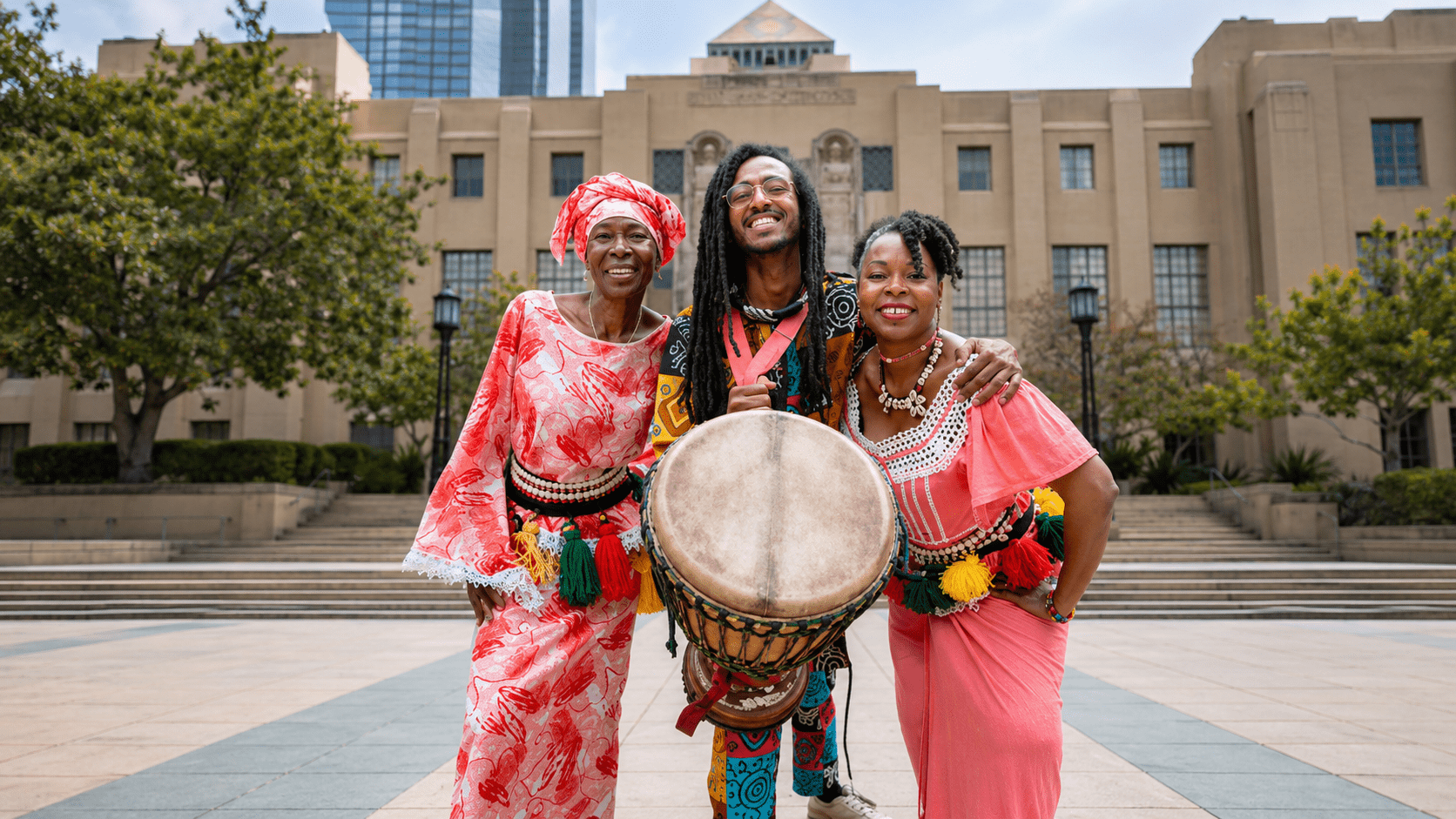 Performers celebrating Black culture at the Los Angeles Public Library June Jubilee