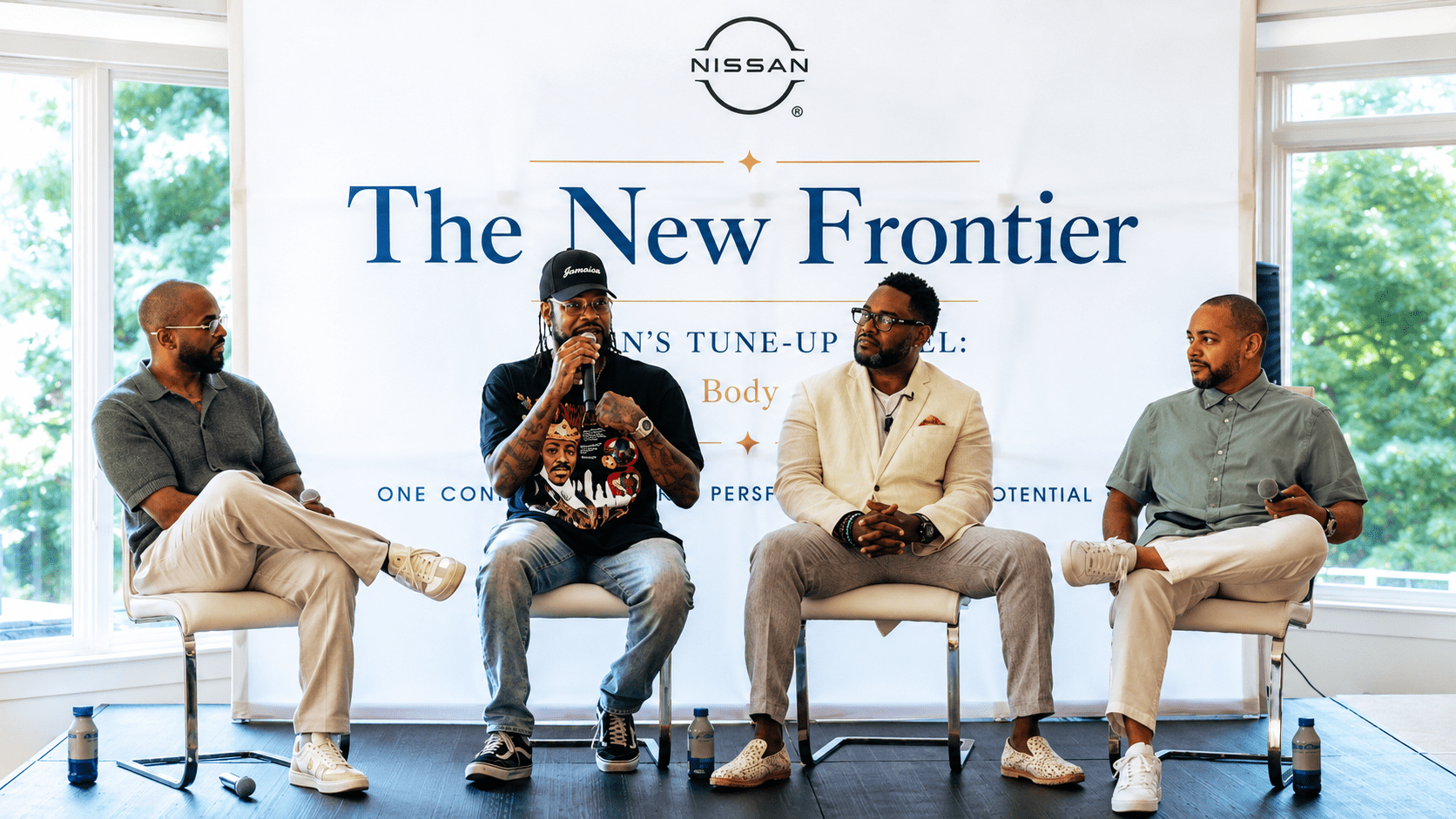 Panelists participate in Nissan’s New Frontier Men’s Tune-Up conversation at the Uptown House during UPTOWN Vineyard 2026 on Martha’s Vineyard.