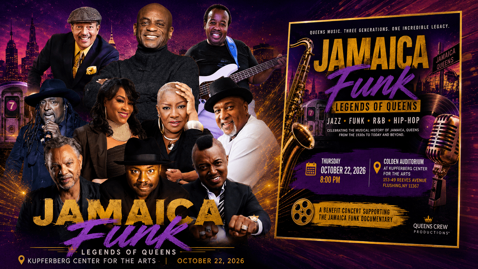 Jamaica Funk: Legends of Queens benefit concert at Kupferberg Center for the Arts in Queens