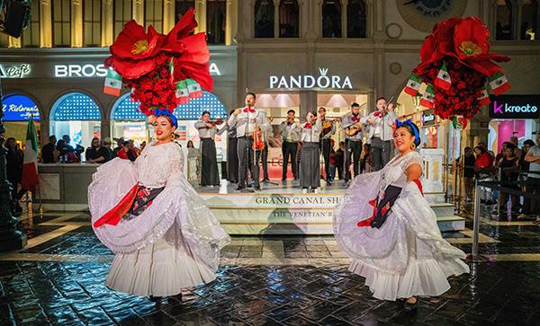 Traditional Mexican dancers perform during a Las Vegas celebration ahead of Mexican Independence Day festivities.